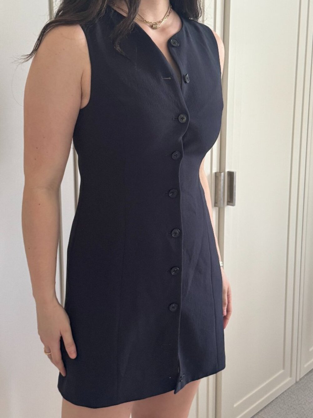 Wilfred Aritzia Navy Button-Front Mini Dress Size 4